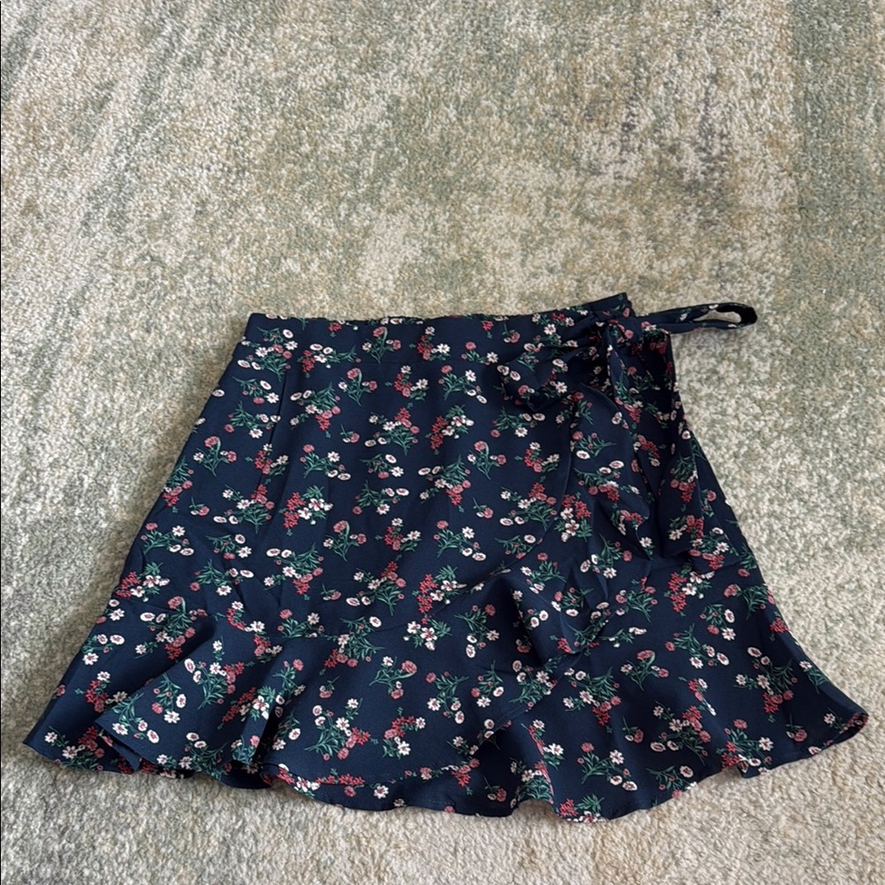 Blu Pepper Blue Wrap Mini Skirt